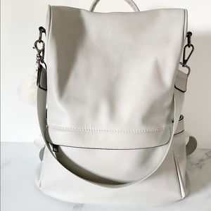 Light Gray Faux Leather Backpack